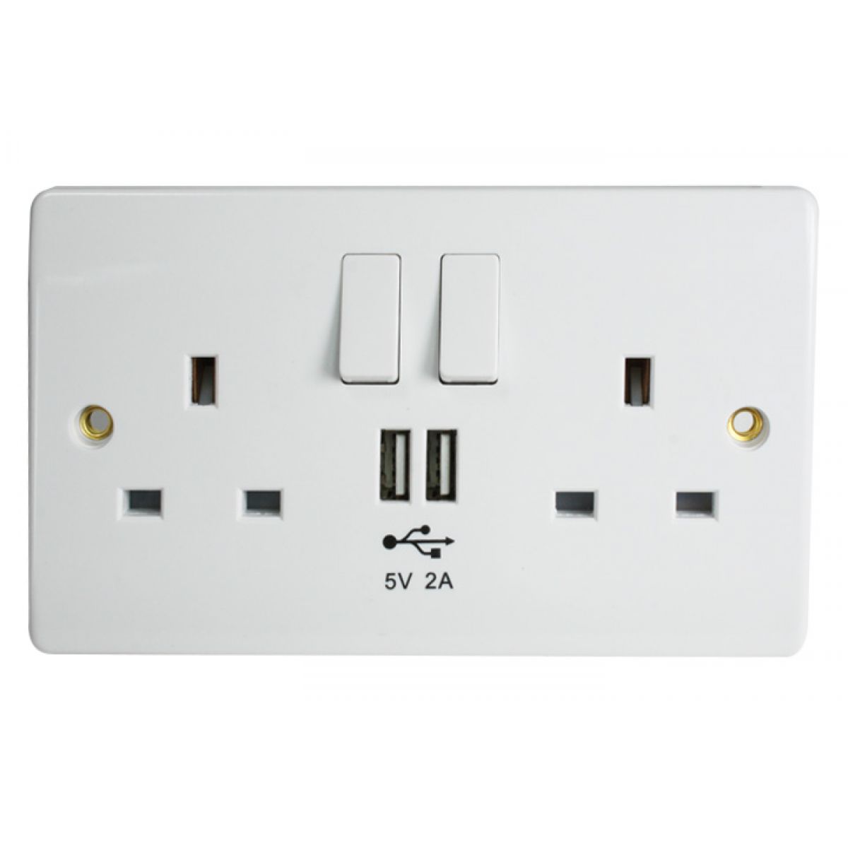 Twin UK Power Socket With Dual USB Chargine DCDI