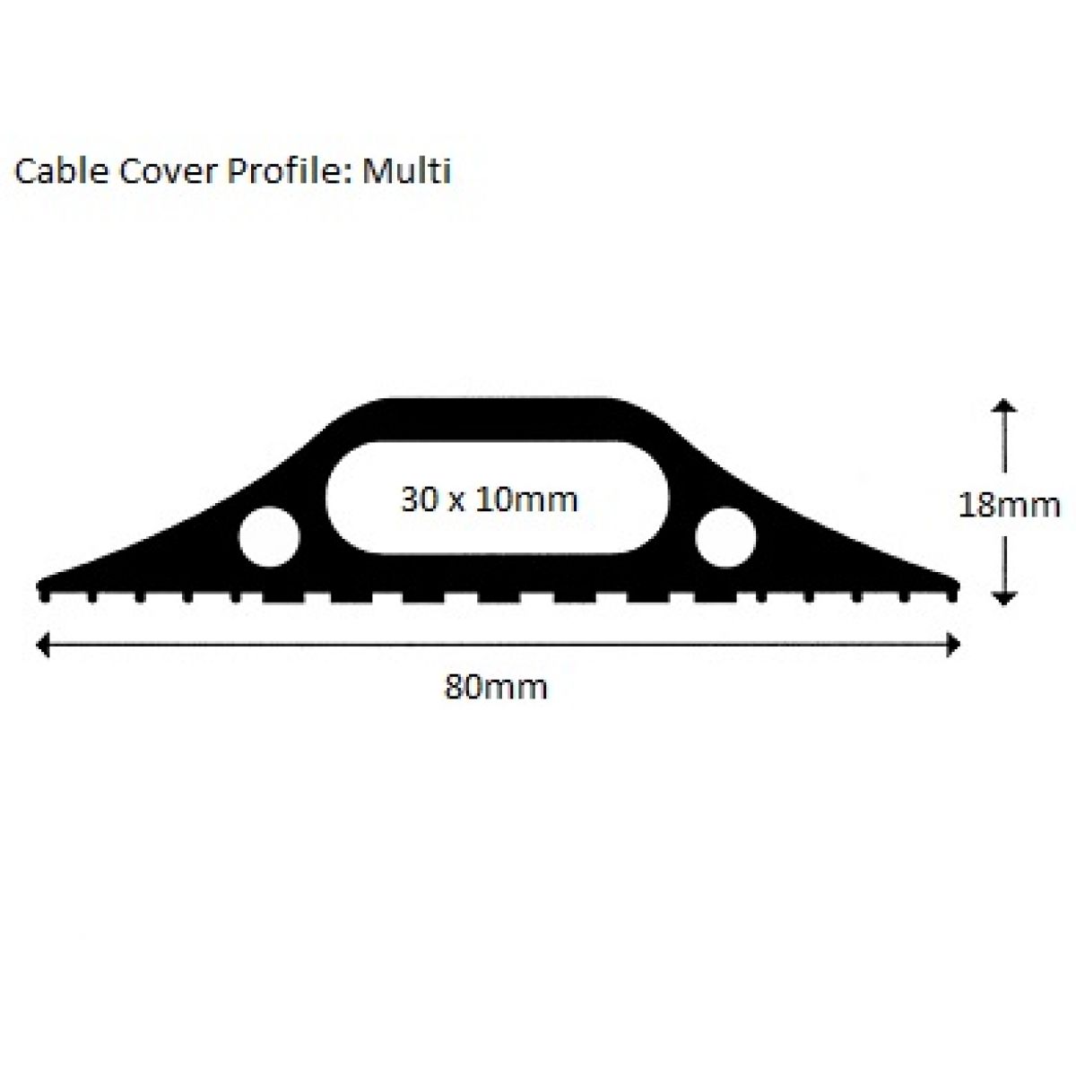 Black Rubber Cable Protector 30x10mm Hole ("Mult DCDI