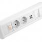 Desktop Power Pack with European Schuko Sockets, Dual USB Charger and Cat6 Couplers