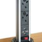 In Desk Pop-Up Power Grommet with Individually Fused UK Power Sockets with USB Charger