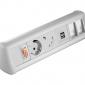 Desktop Power Pack with European Schuko and UK Sockets, Dual USB Charger and Cat6 Couplers