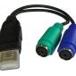 USB Adaptor (A) Male - 2x PS2 Female