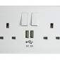 Two Gang Switch UK Socket Outlet With USB Charger