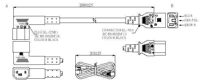 90 Degree IEC C14 to IEC C13