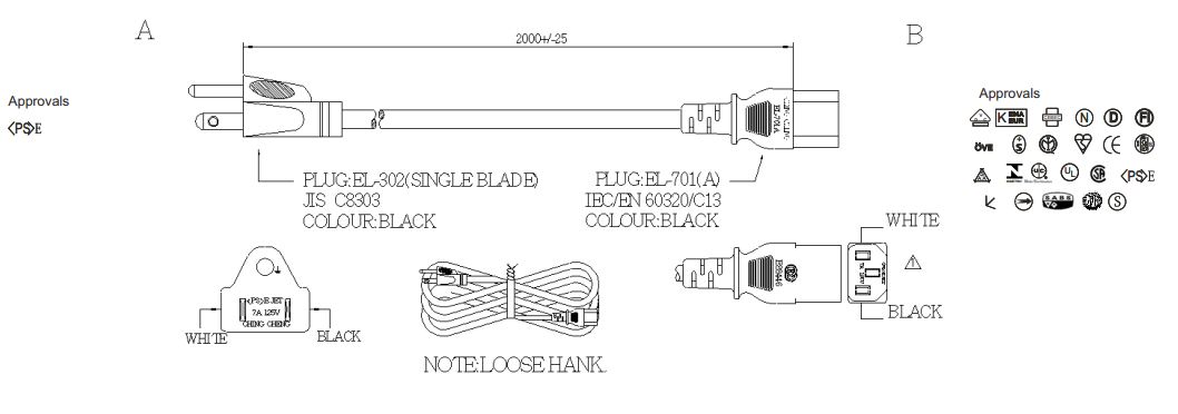 Japanese 3 Pin Plug to IEC C13